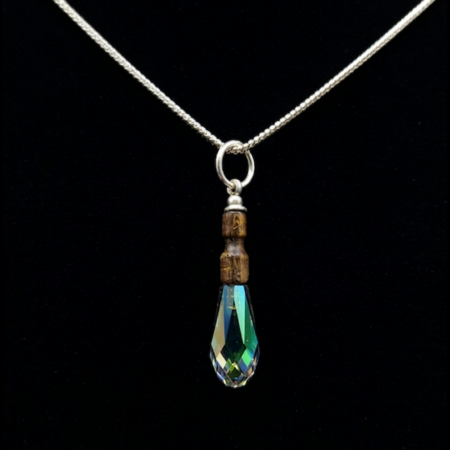 Houten Kettinghanger Ovangkol met paradise shine swarovski