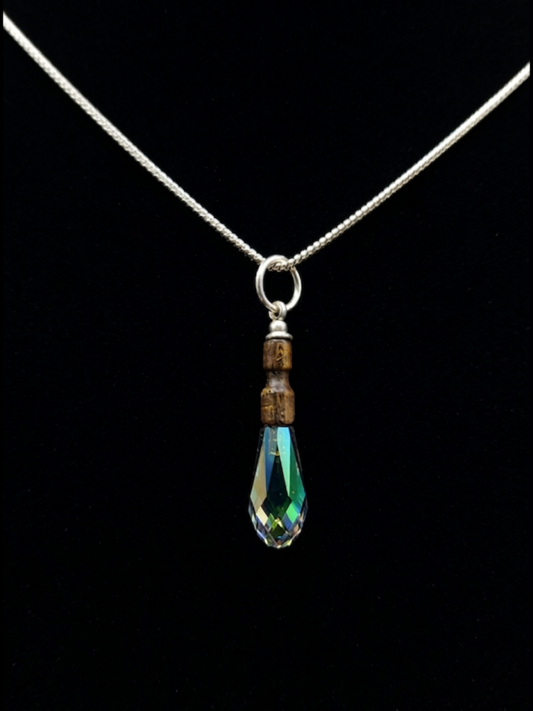Houten Kettinghanger Ovangkol met paradise shine swarovski